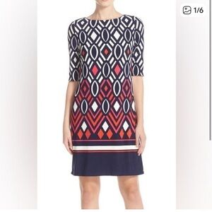 Geometric Navy and Pink Dress